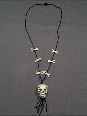 Greenbrier International Plastic Skull and Crossbones Cord Necklace